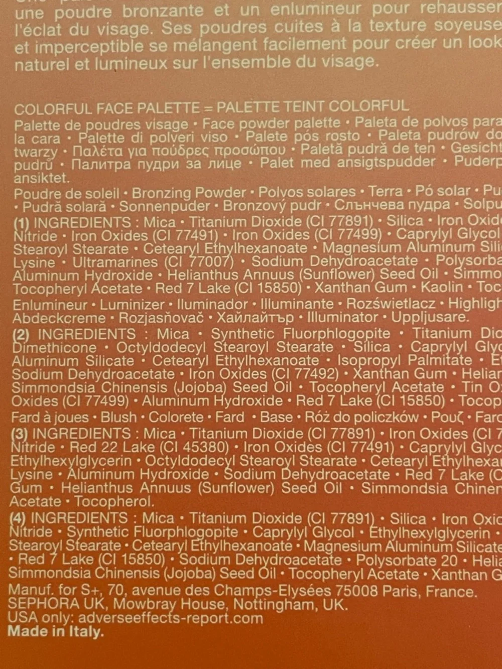 Sephora Colorful Face Palette - Coral, Pink & Champagne